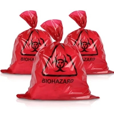 Sacos de eliminação de resíduos médicos do Biohazard vermelho do LDPE/HDPE