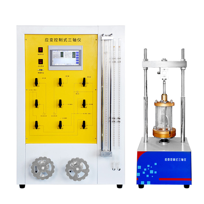 Estique instrumento Triaxial controlado para a força de teste da amostra do solo