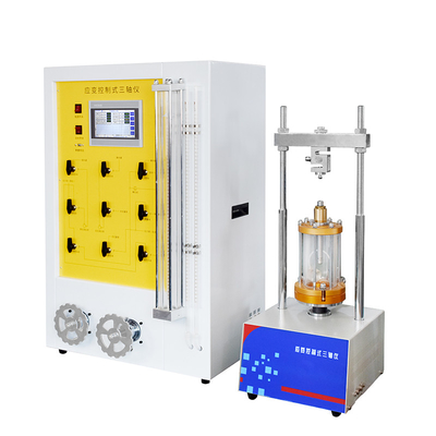 Estique instrumento Triaxial controlado para a força de teste da amostra do solo