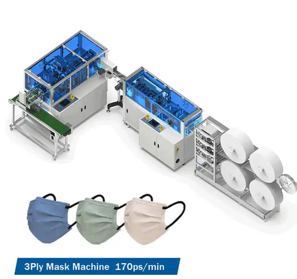 Equipamento de produção de máscara médica automatizada de alta velocidade 170 pçs/min