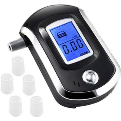 O LCD indica o verificador rápido do álcool da respiração da análise com adaptador bucal