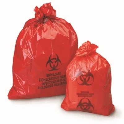 Sacos de eliminação de resíduos médicos do Biohazard vermelho do LDPE/HDPE