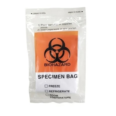 3 / Sacos autoclávicos médicos claros do Biohazard do LDPE de 4 camadas para a coleção de espécime
