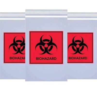 3 / Sacos autoclávicos médicos claros do Biohazard do LDPE de 4 camadas para a coleção de espécime